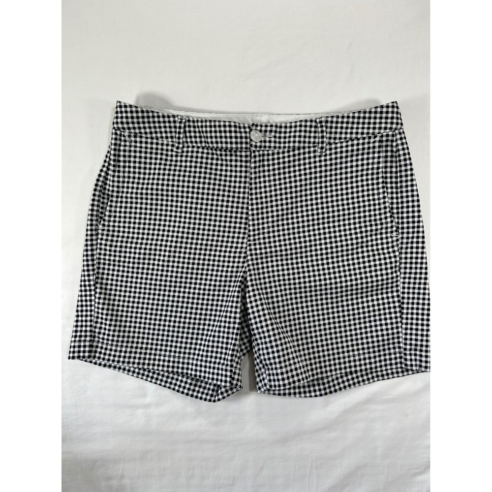LL Bean Womens Favorite Fit Houndstooth Shorts Black White Size 10 301416